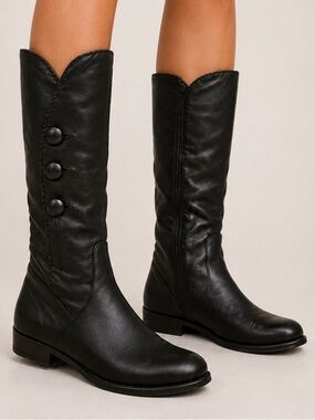 B Makowsky Naomi Black Leather Boot Womens Size 6.5 M US